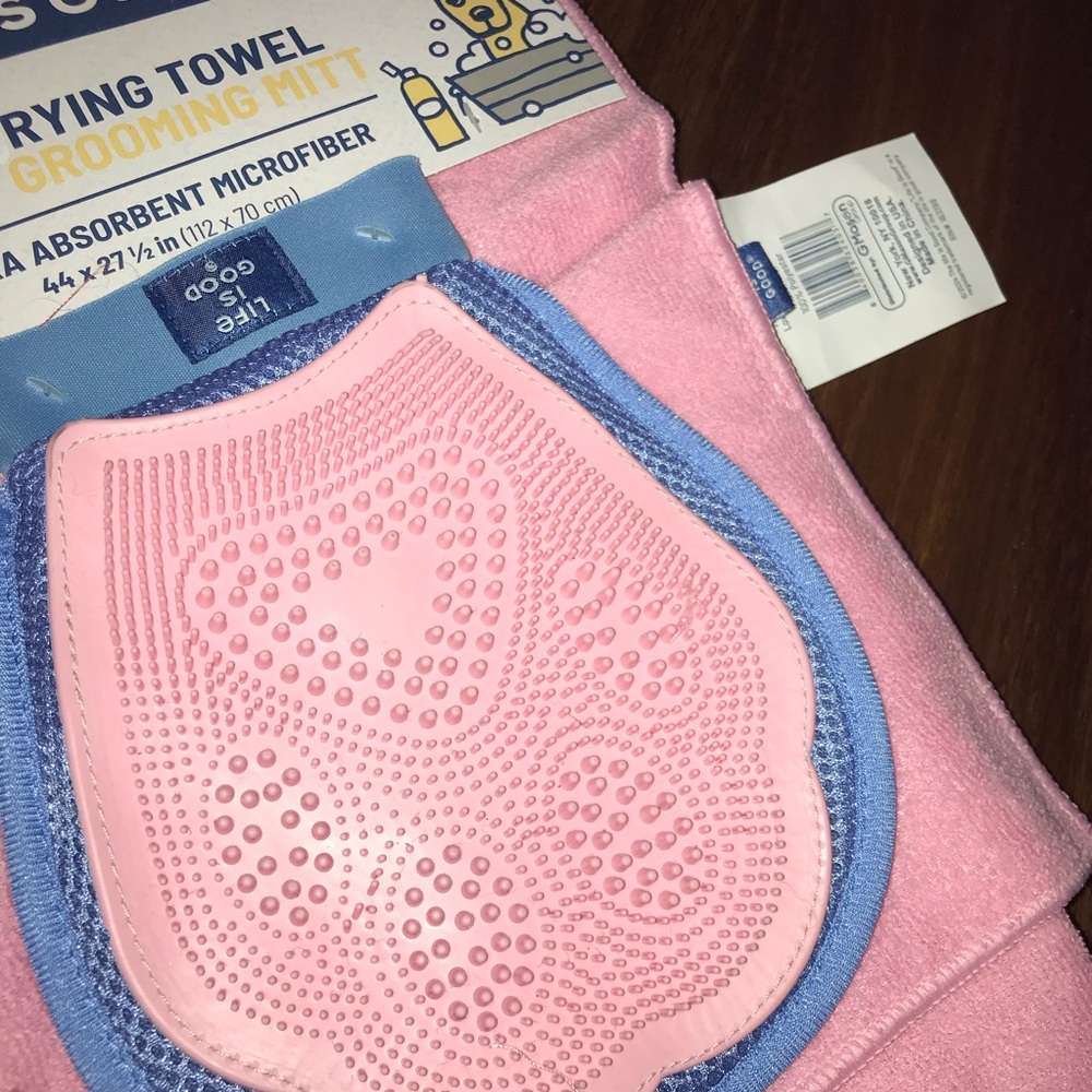 Life is Good “Cowboy Boots” Grooming Glove & Microfiber Pet Drying Towel NEW